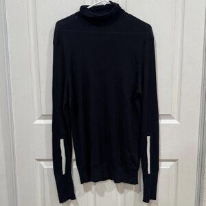 Neil Barrett Slim Turtle Neck Stripe Sleeves Knitwear Top Sweater Cotton Rib XXL